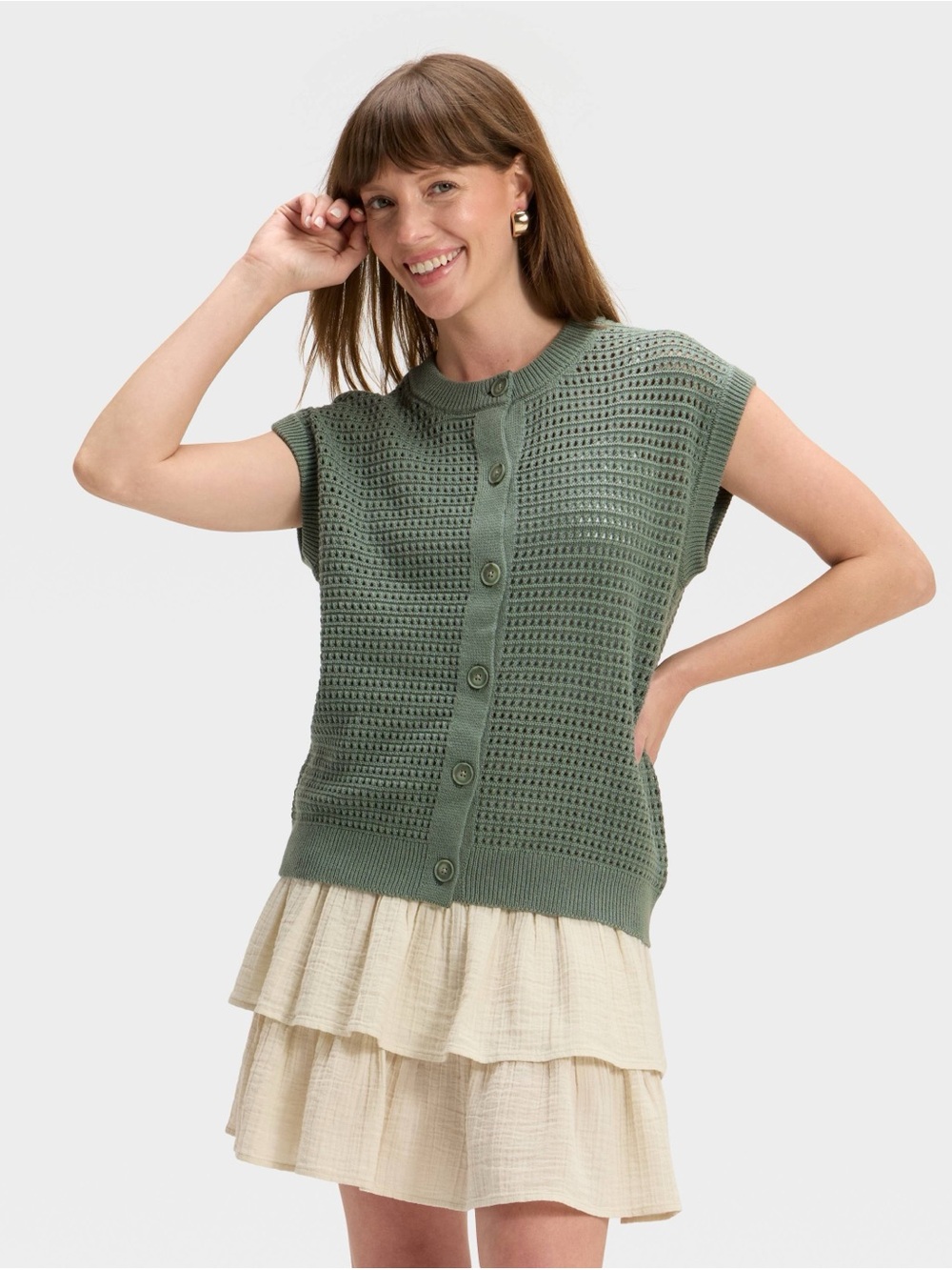 Women's Pointelle Sweater Vest - Universal Thread™ Green L
